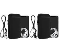 kwmobile Neoprene Crossbody Phone Bag XXL - 7" - Case with Strap - 17.7 x 8.5 cm Pouch for Women or Men - Black (Pack of 2)