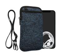 kwmobile Neoprene Crossbody Phone Bag XXL - 7" - Case with Strap - 17.7 x 8.5 cm Pouch for Women or Men - Deep Ocean/Black