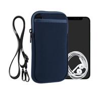 kwmobile Neoprene Crossbody Phone Bag XXL - 7" - Case with Strap - 17.7 x 8.5 cm Pouch for Women or Men - Navy Blue