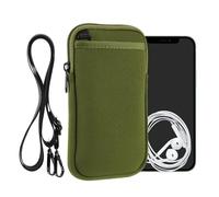 kwmobile Neoprene Crossbody Phone Bag XXL - 7" - Case with Strap - 17.7 x 8.5 cm Pouch for Women or Men - Olive Green