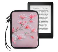 kwmobile Neoprene e-Reader Pouch Size 6" eReader - Universal eBook Sleeve Case with Zipper, Wrist Strap - Pink/White/Dusty Pink