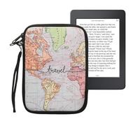 kwmobile Neoprene e-Reader Pouch Size 6" eReader - Universal eBook Sleeve Case with Zipper, Wrist Strap - Black/Multicolor