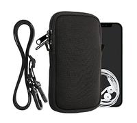 kwmobile Neoprene Phone Bag L - 6.5" - 16.5 x 8.9 cm Universal Case Holder with Neck Strap and Zipper - Black