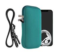 kwmobile Neoprene Phone Bag L - 6.5" - 16.5 x 8.9 cm Universal Case Holder with Neck Strap and Zipper - Petrol