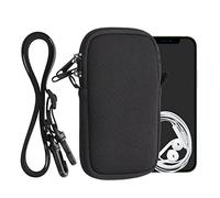 kwmobile Neoprene Phone Bag M - 5.5" - 15.2 x 8.3 cm Universal Case Holder with Neck Strap and Zipper - Black