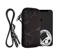 kwmobile Neoprene Phone Bag with Design XL - 6.7/6.8" - 17.2 x 8.4 cm Strap Holder - Travel & Explore White/Black