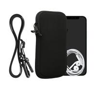 kwmobile Neoprene Phone Bag XXL - 7" - 17.7 x 8.5 cm Universal Case Holder with Neck Strap and Zipper - Black