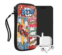 kwmobile Neoprene Phone Pouch for XXL - 7" - Protective Sleeve 17.7 x 8.5 cm Interior Size, Smartphone Bag Comic Book Symbols, Multicolor