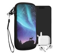 kwmobile Neoprene Phone Pouch for XXL - 7" - Protective Sleeve 17.7 x 8.5 cm Interior Size, Smartphone Bag Aurora, Turquoise/Blue/Black