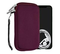 kwmobile Neoprene Phone Pouch Size L - 6.5" - Universal Cell Sleeve Mobile Bag with Zipper, Wrist Strap - Berry