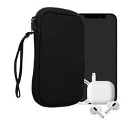 kwmobile Neoprene Phone Pouch Size L - 6.5" - Universal Cell Sleeve Mobile Bag with Zipper, Wrist Strap - Black