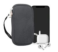kwmobile Neoprene Phone Pouch Size L - 6.5" - Universal Cell Sleeve Mobile Bag with Zipper, Wrist Strap - Blue Grey