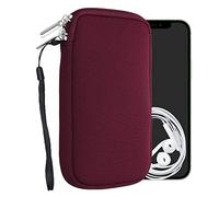 kwmobile Neoprene Phone Pouch Size L - 6.5" - Universal Cell Sleeve Mobile Bag with Zipper, Wrist Strap - Bordeaux