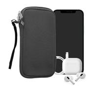 kwmobile Neoprene Phone Pouch Size L - 6.5" - Universal Cell Sleeve Mobile Bag with Zipper, Wrist Strap - Grey