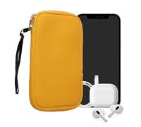 kwmobile Neoprene Phone Pouch Size L - 6.5" - Universal Cell Sleeve Mobile Bag with Zipper, Wrist Strap - Honey Yellow