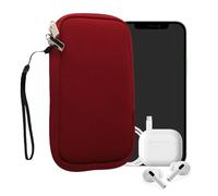 kwmobile Neoprene Phone Pouch Size L - 6.5" - Universal Cell Sleeve Mobile Bag with Zipper, Wrist Strap - Red