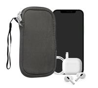 kwmobile Neoprene Phone Pouch Size L - 6.5" - Universal Cell Sleeve Mobile Bag with Zipper, Wrist Strap - Stone Dust