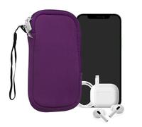 kwmobile Neoprene Phone Pouch Size L - 6.5" - Universal Cell Sleeve Mobile Bag with Zipper, Wrist Strap - Violet