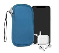 kwmobile Neoprene Phone Pouch Size M - 5.5" - Universal Cell Sleeve Mobile Bag with Zipper, Wrist Strap - Cornflower Blue