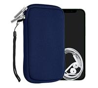 kwmobile Neoprene Phone Pouch Size M - 5.5" - Universal Cell Sleeve Mobile Bag with Zipper, Wrist Strap - Dark Blue