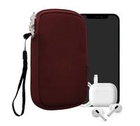kwmobile Neoprene Phone Pouch Size S - 4.5" - Universal Cell Sleeve Mobile Bag with Zipper, Wrist Strap - Berry