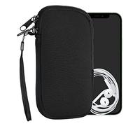 kwmobile Neoprene Phone Pouch Size S - 4.5" - Universal Cell Sleeve Mobile Bag with Zipper, Wrist Strap - Black