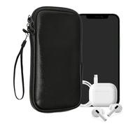 kwmobile Neoprene Phone Pouch Size XL - 6.7/6.8" - Universal Cell Sleeve Mobile Bag with Zipper, Wrist Strap - Metallic Black