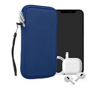 kwmobile Neoprene Phone Pouch Size XL - 6.7/6.8" - Universal Cell Sleeve Mobile Bag with Zipper, Wrist Strap - Baltic Blue