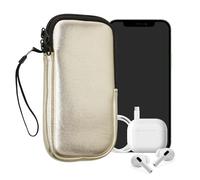 kwmobile Neoprene Phone Pouch Size XL - 6.7/6.8" - Universal Cell Sleeve Mobile Bag with Zipper, Wrist Strap - Metallic Gold