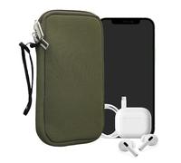 kwmobile Neoprene Phone Pouch Size XL - 6.7/6.8" - Universal Cell Sleeve Mobile Bag with Zipper, Wrist Strap - Olive Green
