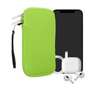 kwmobile Neoprene Phone Pouch Size XL - 6.7/6.8" - Universal Cell Sleeve Mobile Bag with Zipper, Wrist Strap - Neon Green