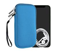 kwmobile Neoprene Phone Pouch Size XL - 6.7/6.8" - Universal Cell Sleeve Mobile Bag with Zipper, Wrist Strap - Cornflower Blue