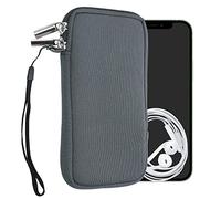 kwmobile Neoprene Phone Pouch Size XL - 6.7/6.8" - Universal Cell Sleeve Mobile Bag with Zipper, Wrist Strap - Grey