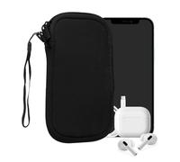 kwmobile Neoprene Phone Pouch Size XS - 3,5/4" - Universal Cell Sleeve Mobile Bag with Zipper, Wrist Strap - Black