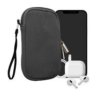 kwmobile Neoprene Phone Pouch Size XS - 3,5/4" - Universal Cell Sleeve Mobile Bag with Zipper, Wrist Strap - Grey