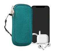 kwmobile Neoprene Phone Pouch Size XS - 3,5/4" - Universal Cell Sleeve Mobile Bag with Zipper, Wrist Strap - Petrol
