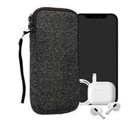 kwmobile Neoprene Phone Pouch Size XXL - 7" - Universal Cell Sleeve Mobile Bag with Zipper, Wrist Strap - Anthracite/White