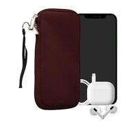 kwmobile Neoprene Phone Pouch Size XXL - 7" - Universal Cell Sleeve Mobile Bag with Zipper, Wrist Strap - Bordeaux Violet