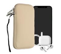kwmobile Neoprene Phone Pouch Size XXL - 7" - Universal Cell Sleeve Mobile Bag with Zipper, Wrist Strap - Cream