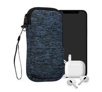 kwmobile Neoprene Phone Pouch Size XXL - 7" - Universal Cell Sleeve Mobile Bag with Zipper, Wrist Strap - Deep Ocean/Black