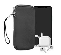 kwmobile Neoprene Phone Pouch Size XXL - 7" - Universal Cell Sleeve Mobile Bag with Zipper, Wrist Strap - Grey