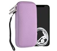 kwmobile Neoprene Phone Pouch Size XXL - 7" - Universal Cell Sleeve Mobile Bag with Zipper, Wrist Strap - Lavender