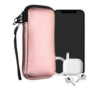 kwmobile Neoprene Phone Pouch Size XXL - 7" - Universal Cell Sleeve Mobile Bag with Zipper, Wrist Strap - Metallic Rose Gold