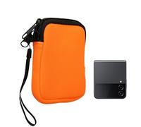 kwmobile Neoprene Phone Pouch Size XXS - 3/3,5" - Mini Universal Cell Sleeve Mobile Bag with Zipper, Wrist Strap - Neon Orange