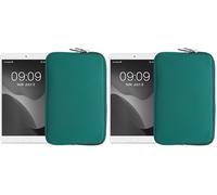 kwmobile Neoprene Pouch Compatible with 8"-8,4" Tablet - Universal Sleeve Case Cover with Zipper for Tablet - Petrol (Pack of 2)