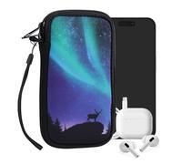 kwmobile Neoprene Sleeve for Smartphone Size L - 6.5" - Shock Absorbing Pouch Case - Protective Phone Bag - Aurora Turquoise/Blue/Black