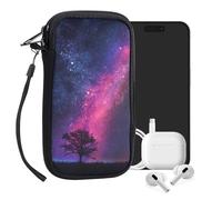 kwmobile Neoprene Sleeve for Smartphone Size L - 6.5" - Shock Absorbing Pouch Case - Protective Phone Bag - Cosmic Nature Dark Pink/Dark Blue/Black