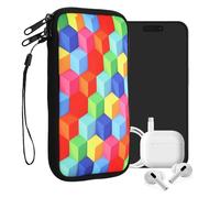 kwmobile Neoprene Sleeve for Smartphone Size XL - 6.7/6.8" - Shock Absorbing Pouch Case - Protective Phone Bag - Colorful Blocks Multicolor