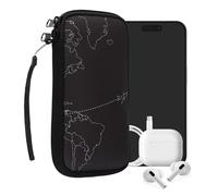 kwmobile Neoprene Sleeve for Smartphone Size XL - 6.7/6.8" - Shock Absorbing Pouch Case - Protective Phone Bag - Travel & Explore White/Black