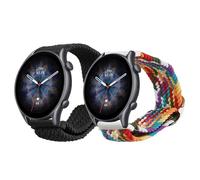 kwmobile Nylon Smartwatch Strap Compatible with Huami Amazfit GTR 3 / GTR 3 Pro Strap - 2x Fitness Tracker Replacement Wristband with Clasp